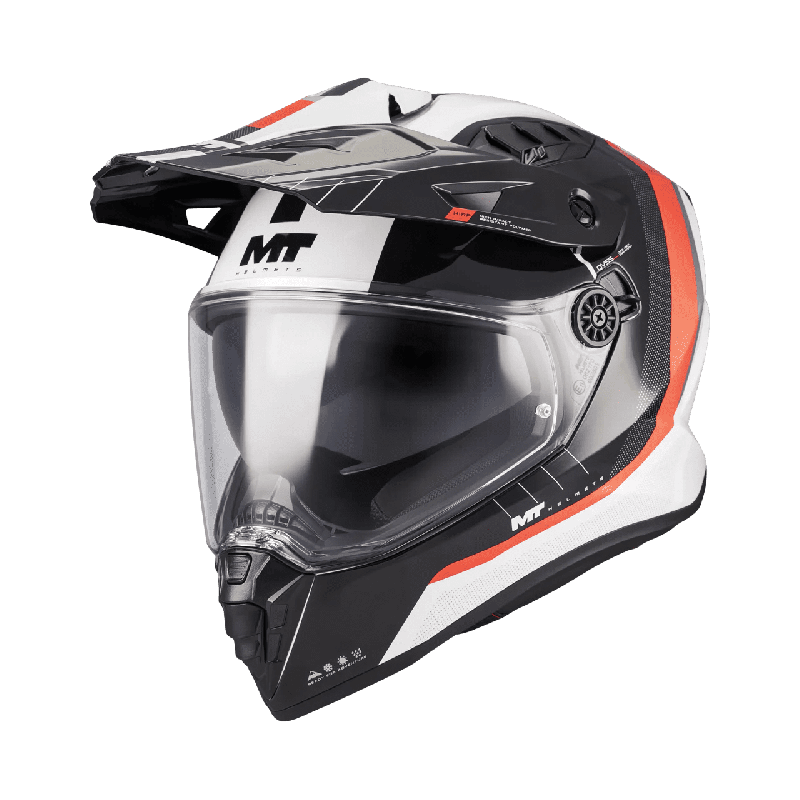 Casca touring/adventure MT model Track SV Nomad A15 negru/alb/rosu lucios – tip viziera: HS 12