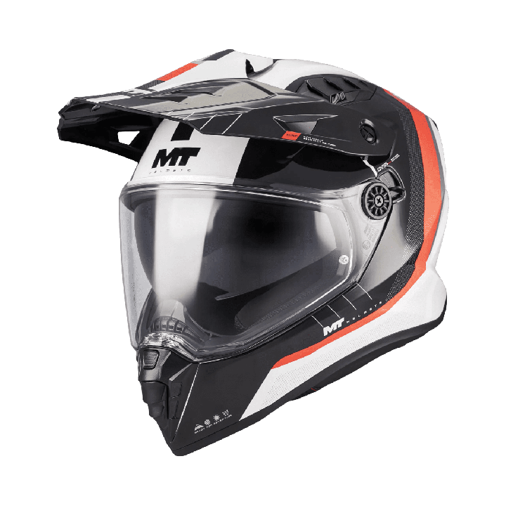 Casca touring/adventure MT model Track SV Nomad A15 negru/alb/rosu lucios – tip viziera: HS 12