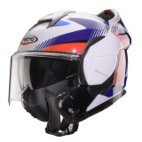 Casca modulabila (flip-back) Caberg model Trip SV Lunar O5 alb/rosu/albastru lucios Pinlock ready - lentila Pinlock inclusa