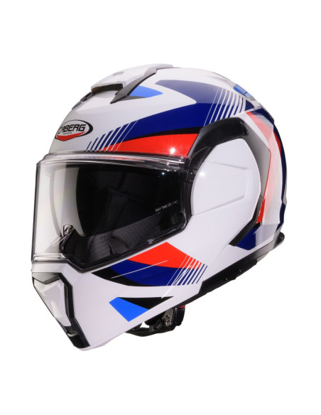 Casca modulabila (flip-back) Caberg model Trip SV Lunar O5 alb/rosu/albastru lucios Pinlock ready - lentila Pinlock inclusa