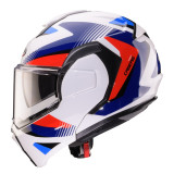 Casca modulabila (flip-back) Caberg model Trip SV Lunar O5 alb/rosu/albastru lucios Pinlock ready - lentila Pinlock inclusa