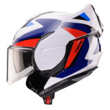Casca modulabila (flip-back) Caberg model Trip SV Lunar O5 alb/rosu/albastru lucios Pinlock ready - lentila Pinlock inclusa