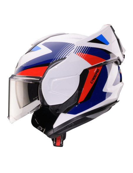 Casca modulabila (flip-back) Caberg model Trip SV Lunar O5 alb/rosu/albastru lucios Pinlock ready - lentila Pinlock inclusa
