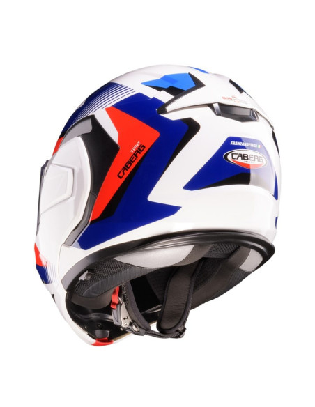 Casca modulabila (flip-back) Caberg model Trip SV Lunar O5 alb/rosu/albastru lucios Pinlock ready - lentila Pinlock inclusa