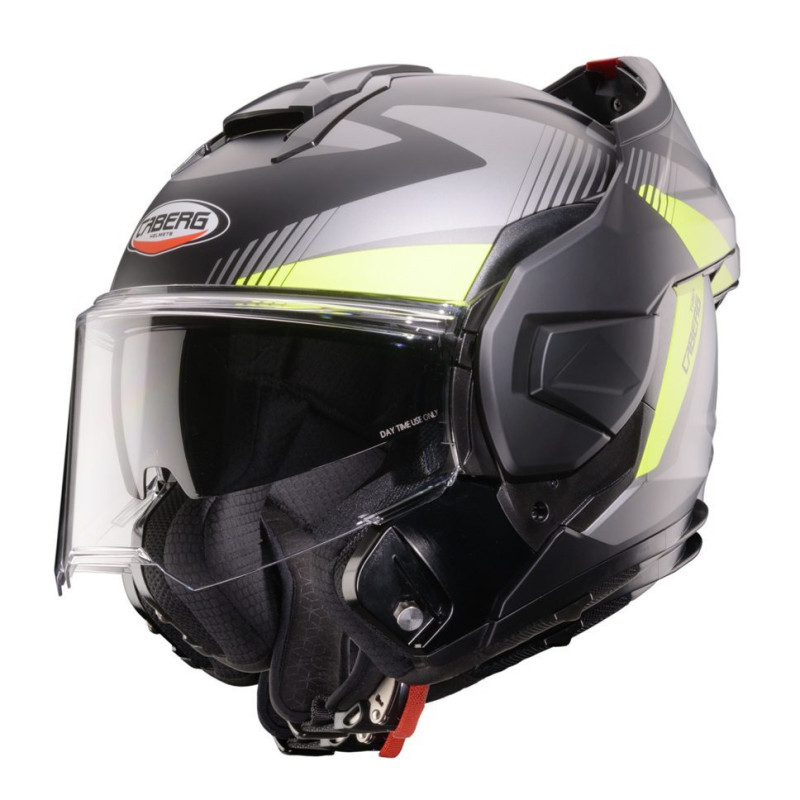 Casca modulabila (flip-back) Caberg model Trip SV Lunar L6 negru/gri/galben fluor mat Pinlock ready - lentila Pinlock inclusa