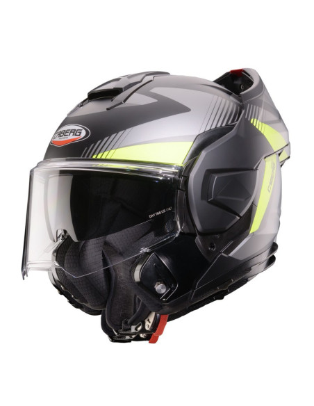 Casca modulabila (flip-back) Caberg model Trip SV Lunar L6 negru/gri/galben fluor mat Pinlock ready - lentila Pinlock inclusa