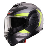 Casca modulabila (flip-back) Caberg model Trip SV Lunar L6 negru/gri/galben fluor mat Pinlock ready - lentila Pinlock inclusa
