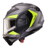 Casca modulabila (flip-back) Caberg model Trip SV Lunar L6 negru/gri/galben fluor mat Pinlock ready - lentila Pinlock inclusa