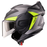 Casca modulabila (flip-back) Caberg model Trip SV Lunar L6 negru/gri/galben fluor mat Pinlock ready - lentila Pinlock inclusa