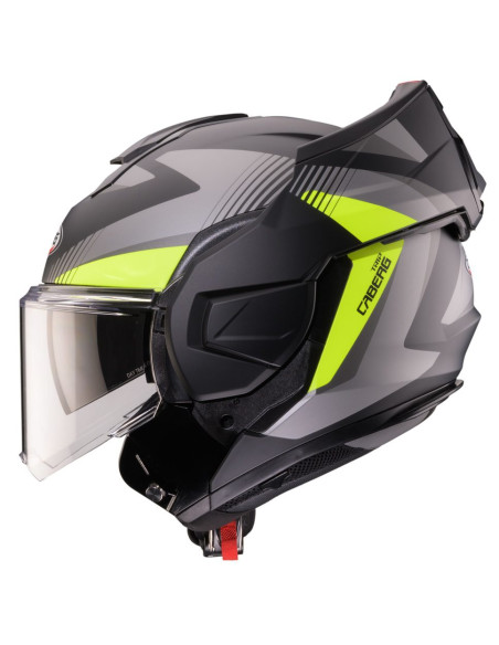 Casca modulabila (flip-back) Caberg model Trip SV Lunar L6 negru/gri/galben fluor mat Pinlock ready - lentila Pinlock inclusa