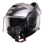 Casca modulabila (flip-back) Caberg model Trip SV Lunar S6 negru/gri/alb mat Pinlock ready - lentila Pinlock inclusa