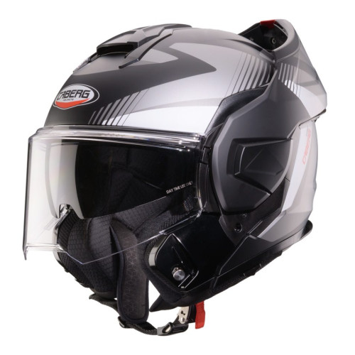 Casca modulabila (flip-back) Caberg model Trip SV Lunar S6 negru/gri/alb mat Pinlock ready - lentila Pinlock inclusa