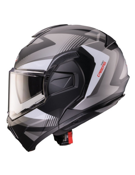 Casca modulabila (flip-back) Caberg model Trip SV Lunar S6 negru/gri/alb mat Pinlock ready - lentila Pinlock inclusa
