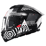 Casca modulabila MT Atom 2 SV Strange B2 negru/alb lucios (ochelari soare integrati) Pinlock Ready - tip viziera: MT-V-35