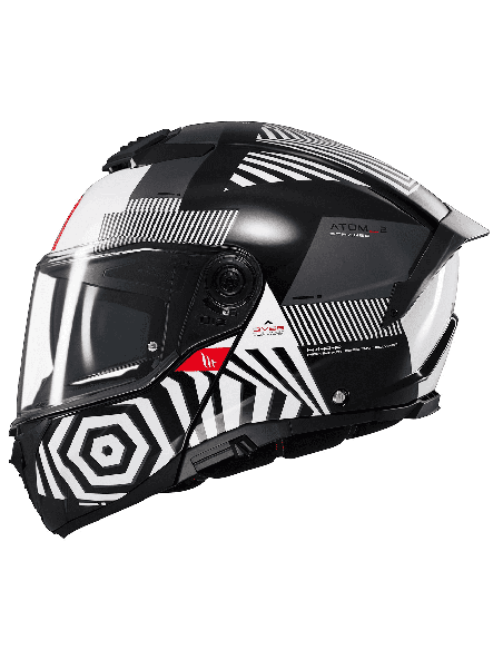 Casca modulabila MT Atom 2 SV Strange B2 negru/alb lucios (ochelari soare integrati) Pinlock Ready - tip viziera: MT-V-35