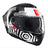 Casca modulabila MT Atom 2 SV Strange B2 negru/alb lucios (ochelari soare integrati) Pinlock Ready - tip viziera: MT-V-35