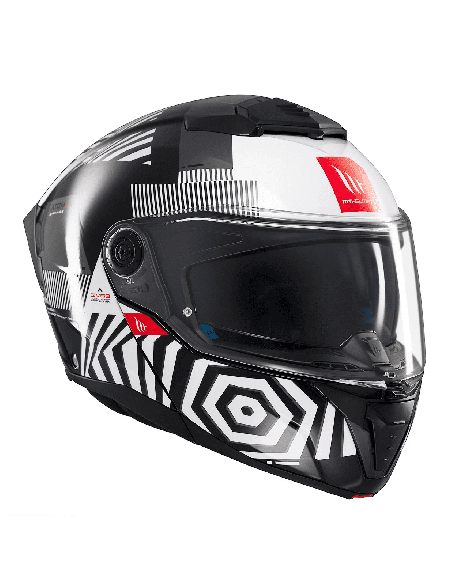 Casca modulabila MT Atom 2 SV Strange B2 negru/alb lucios (ochelari soare integrati) Pinlock Ready - tip viziera: MT-V-35