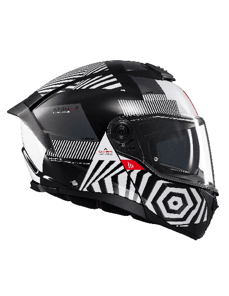 Casca modulabila MT Atom 2 SV Strange B2 negru/alb lucios (ochelari soare integrati) Pinlock Ready - tip viziera: MT-V-35