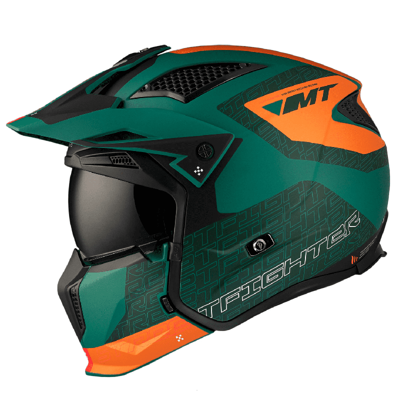 Casca MT Streetfighter SV S Totem C6 verde mat (ochelari soare integrati) - masca (protectie) barbie si cozoroc detasabile - omo