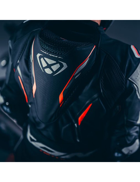 Costum (combinezon) motociclete barbati piele Ixon vara model Demonio culoare: negru/alb/rosu