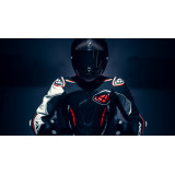 Costum (combinezon) motociclete barbati piele Ixon vara model Demonio culoare: negru/alb/rosu