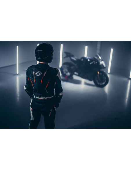 Costum (combinezon) motociclete barbati piele Ixon vara model Demonio culoare: negru/alb/rosu