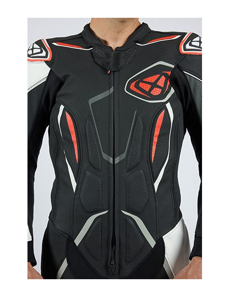 Costum (combinezon) motociclete barbati piele Ixon vara model Demonio culoare: negru/alb/rosu