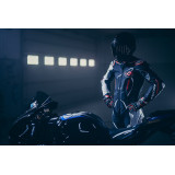 Costum (combinezon) motociclete barbati piele Ixon vara model Demonio culoare: negru/alb/rosu