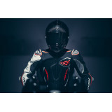 Costum (combinezon) motociclete barbati piele Ixon vara model Demonio culoare: negru/alb/rosu
