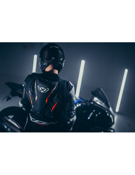 Costum (combinezon) motociclete barbati piele Ixon vara model Demonio culoare: negru/alb/rosu