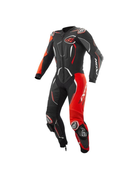 Costum (combinezon) motociclete barbati piele Ixon vara model Demonio culoare: negru/rosu/alb