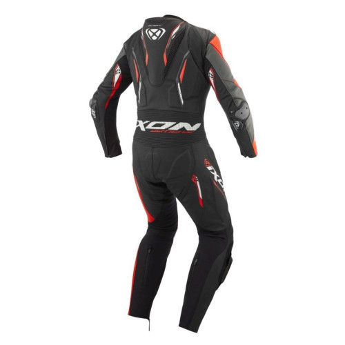 Costum (combinezon) motociclete barbati piele Ixon vara model Demonio culoare: negru/rosu/alb 2