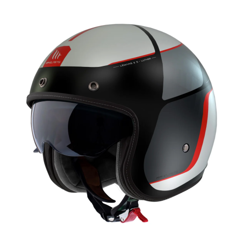 Casca open face motociclete MT Le Mans 2 S SV Luther B15 rosu/gri mat (ochelari soare integrati) - omologare noua ECE 22.06