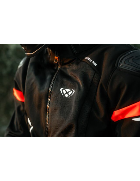 Geaca (jacheta) motociclete barbati Racing/Roadster Ixon vara model Pulsion Air MS culoare: negru/alb/rosu