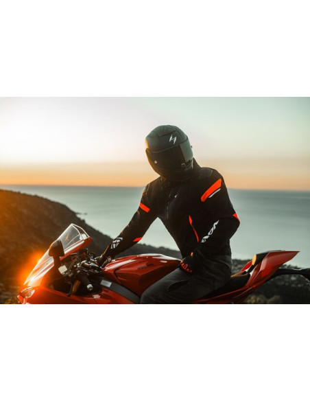Geaca (jacheta) motociclete barbati Racing/Roadster Ixon vara model Pulsion Air MS culoare: negru/alb/rosu