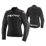 Geaca (jacheta) motociclete femei Racing/Roadster Ixon All season model Meteor 31 LS culoare: negru/alb/roz (concept 3 in 1)