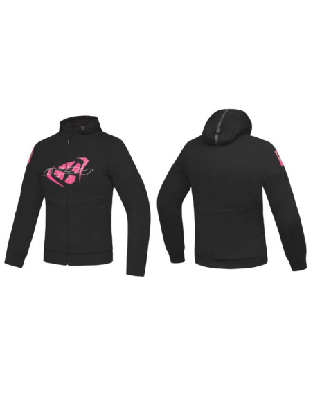 Geaca (hanorac tip hoodie) motociclete femei Urban Ixon vara model Touchdown LS culoare: negru/roz