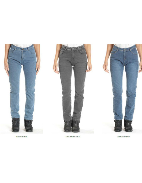 Blugi (jeans) moto femei Ixon model Dany LS culoare: negru (washed black) (Cordura® Denim) - Regular - clasa AA
