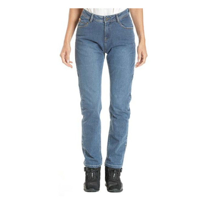 Blugi (jeans) moto femei Ixon model Dany LS culoare: albastru (stonewash) (Cordura® Denim) - Regular - clasa AA