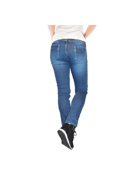 Blugi (jeans) moto femei Ixon model Billie LS culoare: albastru (stonewash) (Cordura® Denim) - Slim Fit - clasa AA