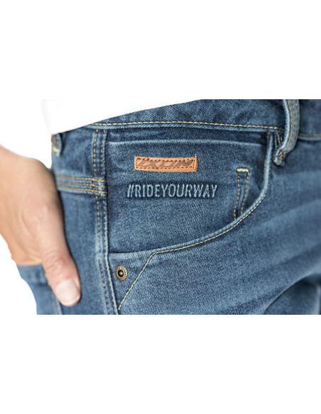 Blugi (jeans) moto femei Ixon model Billie LS culoare: albastru (stonewash) (Cordura® Denim) - Slim Fit - clasa AA