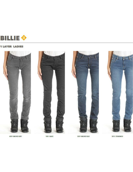 Blugi (jeans) moto femei Ixon model Billie LS culoare: albastru (stonewash) (Cordura® Denim) - Slim Fit - clasa AA