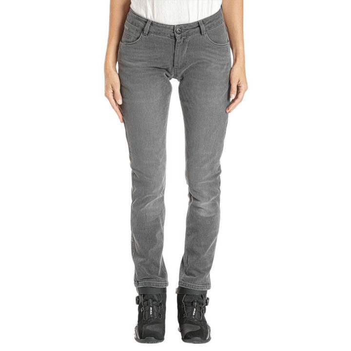 Blugi (jeans) moto femei Ixon model Billie LS culoare: gri (washed grey) (Cordura® Denim) - Slim Fit - clasa AA