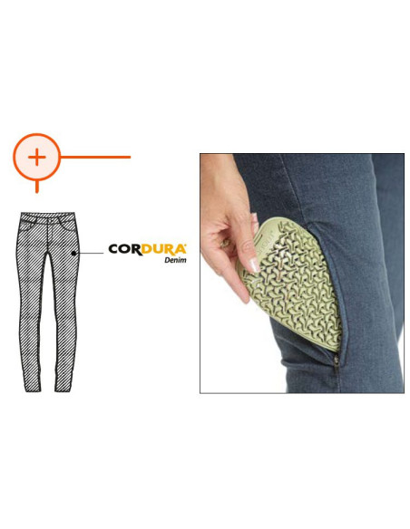 Blugi (jeans) moto femei Ixon model Billie LS culoare: gri (washed grey) (Cordura® Denim) - Slim Fit - clasa AA