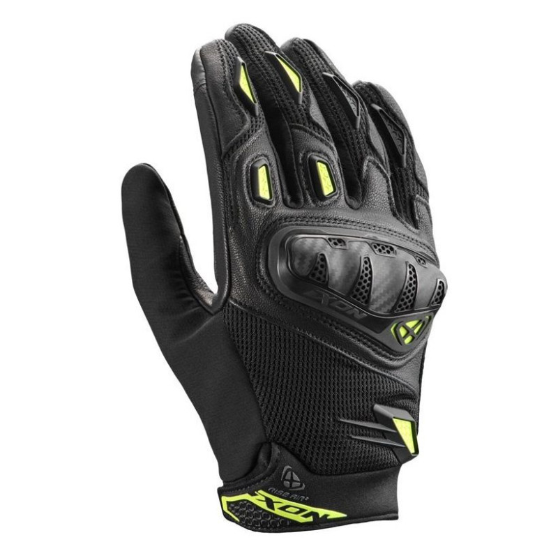 Manusi barbati Roadster vara piele/textil Ixon model Rise Air 2 MS culoare: negru/galben - degete tactile
