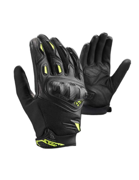Manusi barbati Roadster vara piele/textil Ixon model Rise Air 2 MS culoare: negru/galben - degete tactile