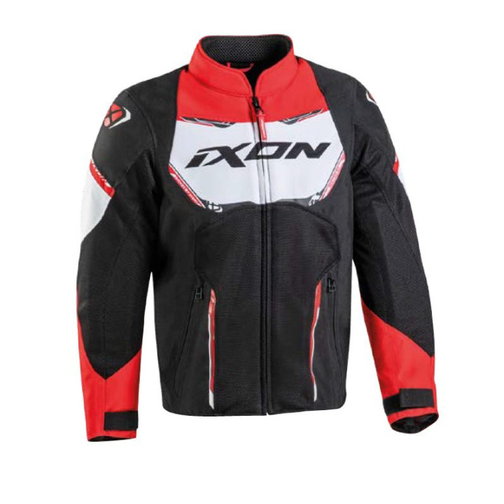 Geaca (jacheta) motociclete copii Racing/Roadster Ixon vara model Striker AIR KID culoare: negru/alb/rosu