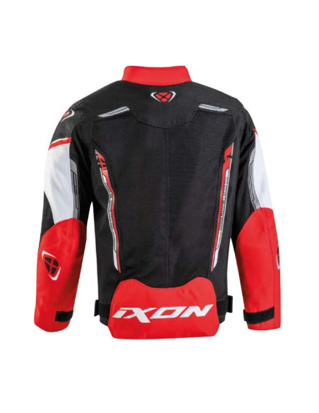 Geaca (jacheta) motociclete copii Racing/Roadster Ixon vara model Striker AIR KID culoare: negru/alb/rosu