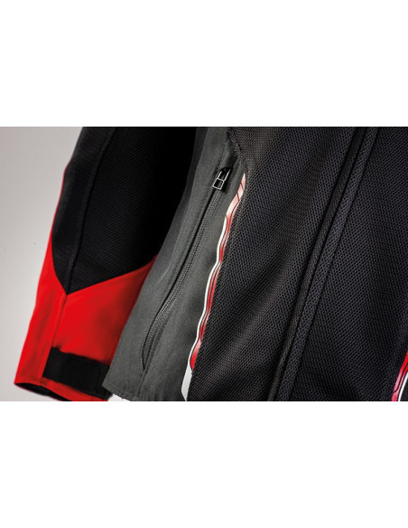 Geaca (jacheta) motociclete copii Racing/Roadster Ixon vara model Striker AIR KID culoare: negru/alb/rosu