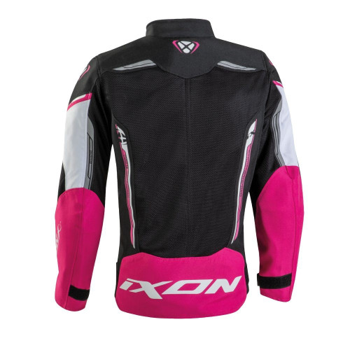Geaca (jacheta) motociclete copii Racing/Roadster Ixon vara model Striker AIR KID culoare: negru/alb/fuchsia (roz) 2